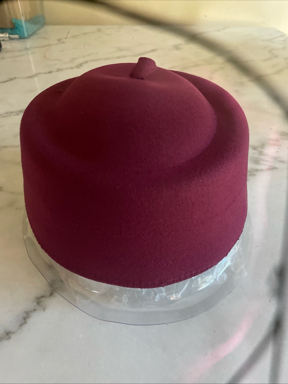 New pillbox hat cap decor costume nwot burgandy